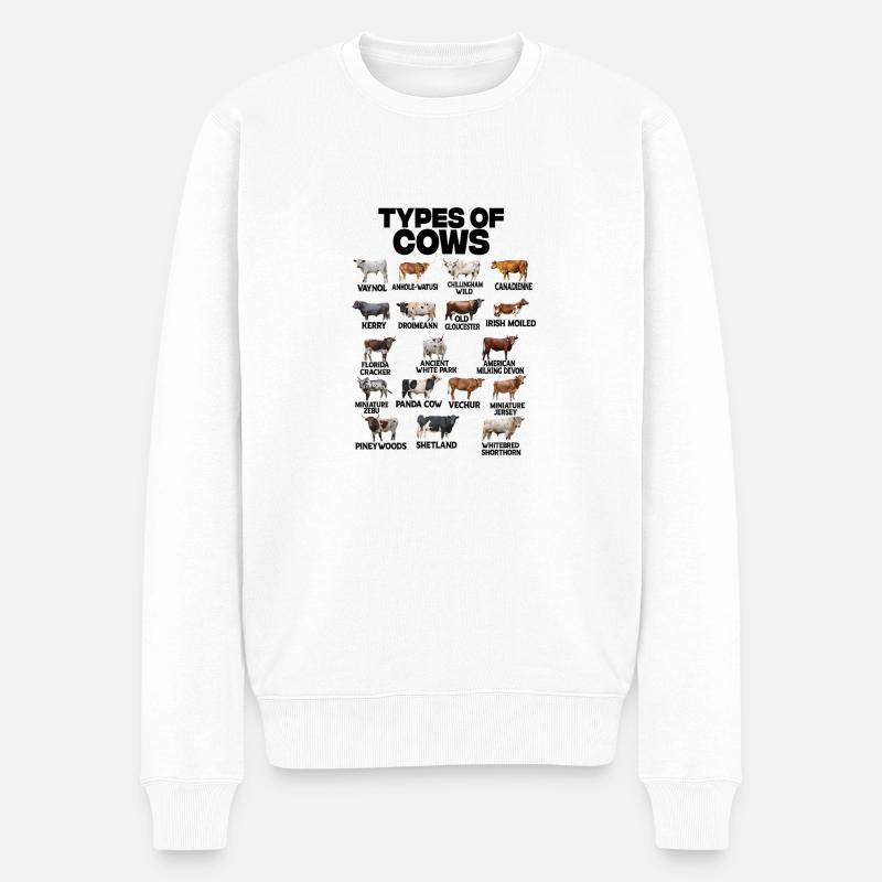 Arten von Kühen Rinder der Welt Kuh Rinder Kühe - Männer Premium Bio Pullover - Weiß