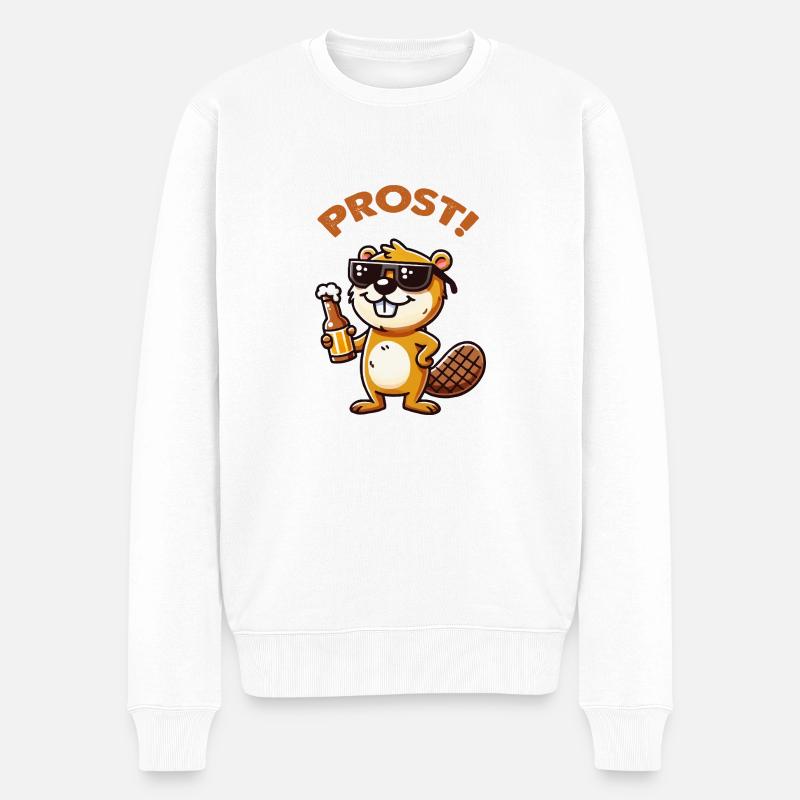 Biber Bier prost - Männer Premium Bio Pullover - Weiß