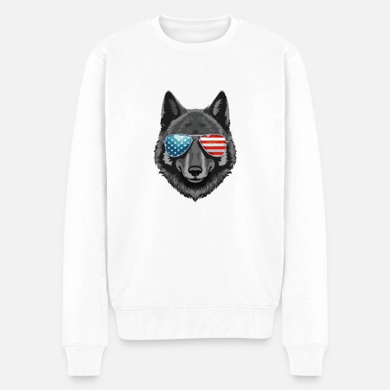 Wolf head usaventures - Pull Premium bio Homme - blanc