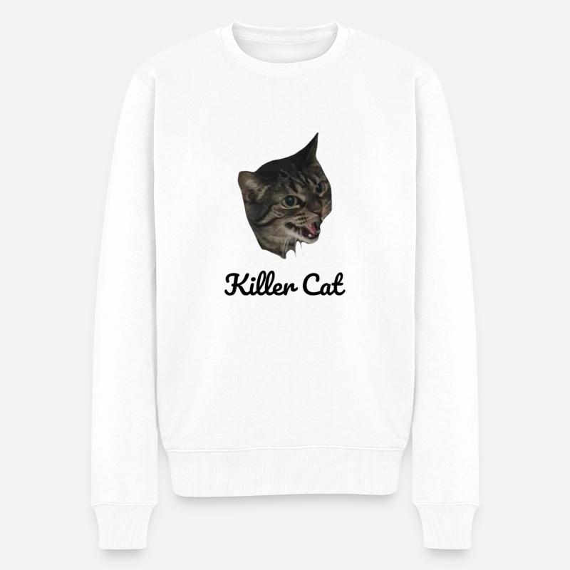 Killer Cat - Männer Premium Bio Pullover - Weiß