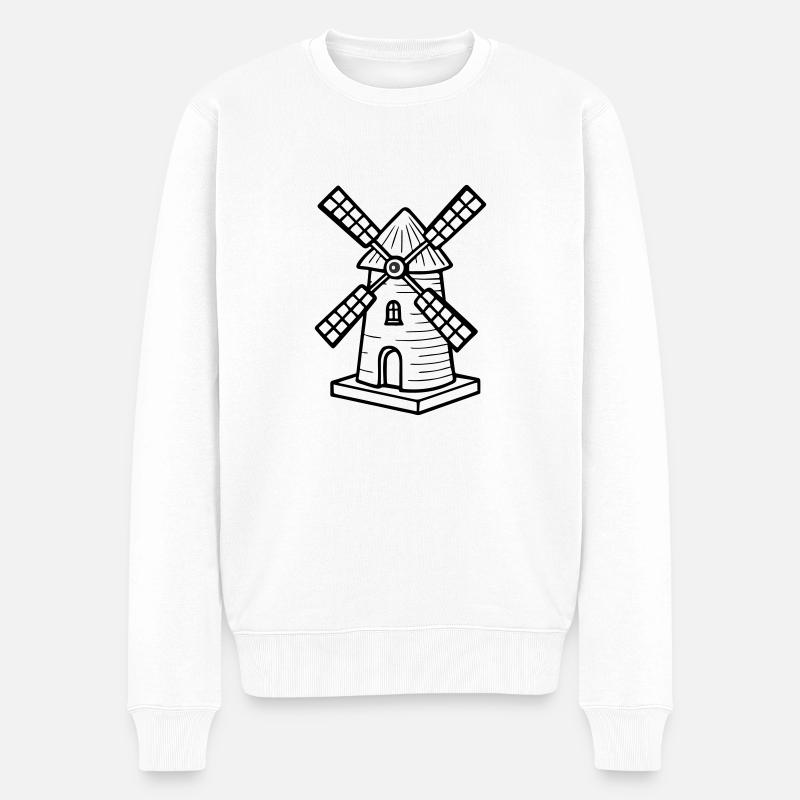 Windmühle Symbol Mühle - Männer Premium Bio Pullover - Weiß
