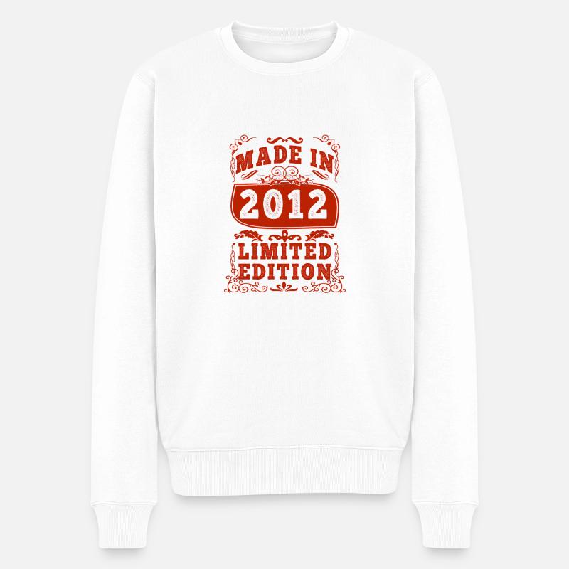 2012 Geburtstag 2012 Geboren im Jahr 2012 Geburtstag - Männer Premium Bio Pullover - Weiß