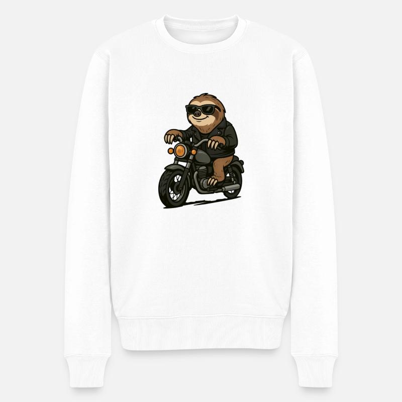 faultier motorrad - Männer Premium Bio Pullover - Weiß