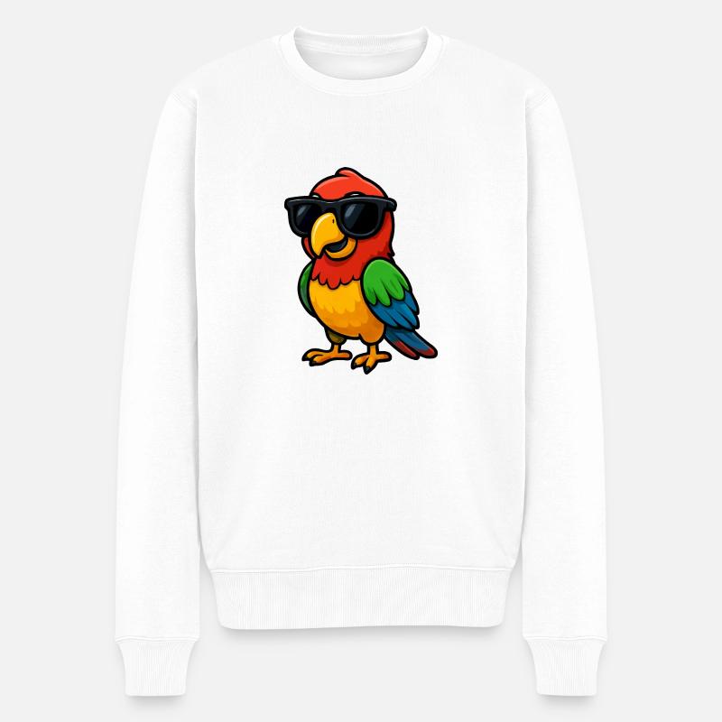 papagei sonnenbrille comic - Männer Premium Bio Pullover - Weiß