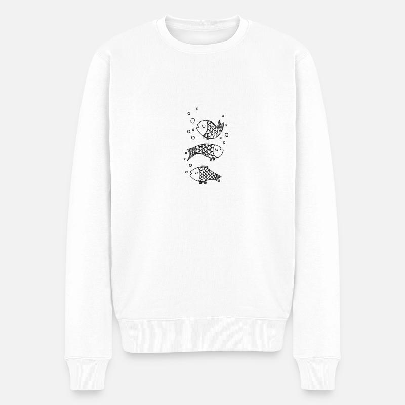 Drei Fische - Männer Premium Bio Pullover - Weiß
