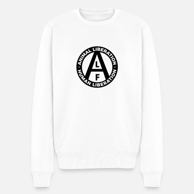 ALF Animal Liberation Human Liberation black - Männer Premium Bio Pullover - Weiß