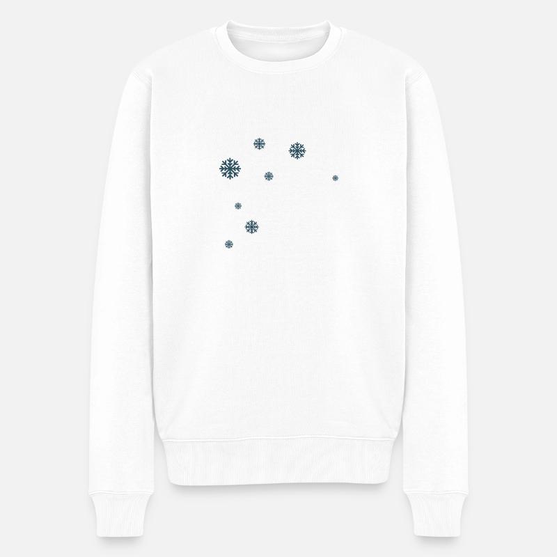 Schneeflocken - Männer Premium Bio Pullover - Weiß