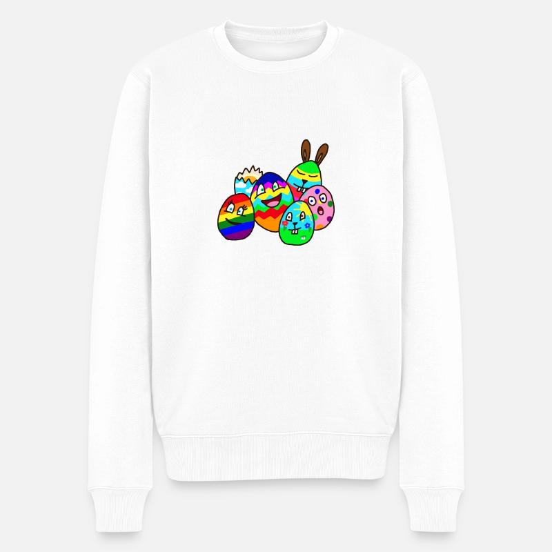 farbenfrohes Osterdesign - Männer Premium Bio Pullover - Weiß