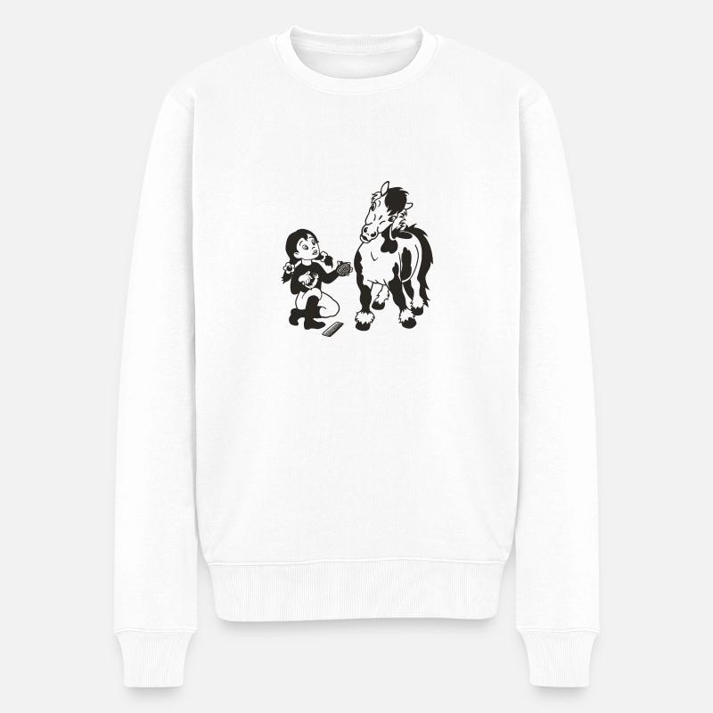 Pferde - Männer Premium Bio Pullover - Weiß