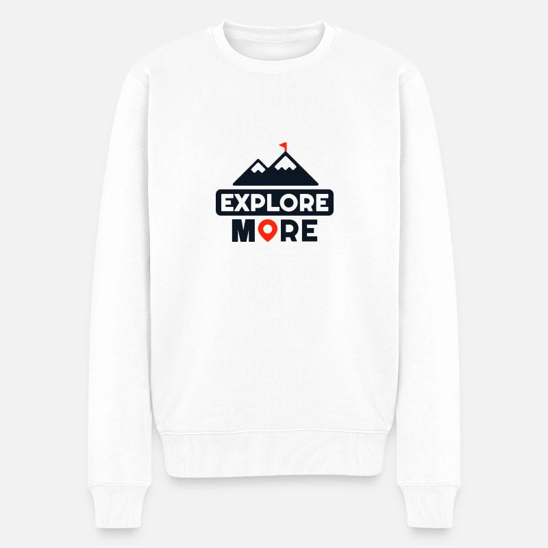 Explore More - Männer Premium Bio Pullover - Weiß