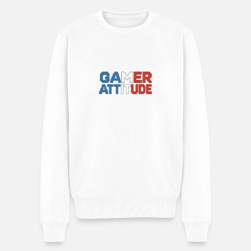 Gamer Attitude Deutsch - Männer Premium Bio Pullover - Weiß