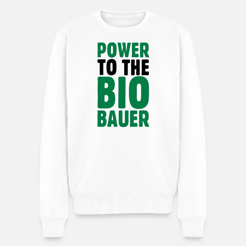 Power to the Biobauer Öko Spruch - Männer Premium Bio Pullover - Weiß