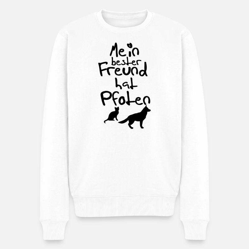 Bester Freund mit Pfoten Geschenk - Männer Premium Bio Pullover - Weiß