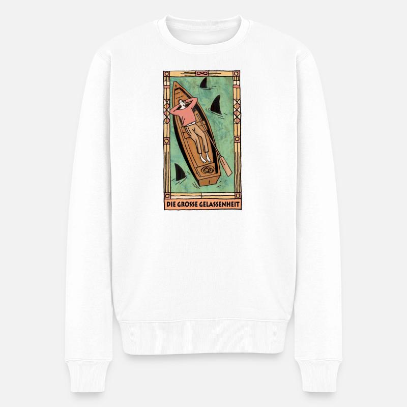 Die Große Gelassenheit Tarotboot - Männer Premium Bio Pullover - Weiß