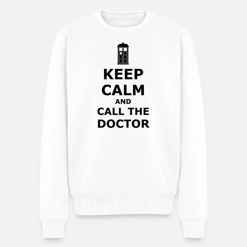 Keep calm and call the doctor - Männer Premium Bio Pullover - Weiß