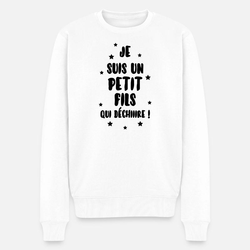 Sohn / Tochter / Familie / Mädchen - Männer Premium Bio Pullover - Weiß