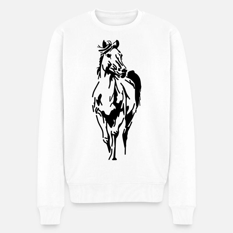 pferd pferdekopf hengst stute fohlen - Männer Premium Bio Pullover - Weiß