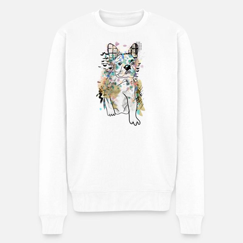 DESSIN DE BOULEDOGUE MIGNON - Pull Premium bio Homme - blanc