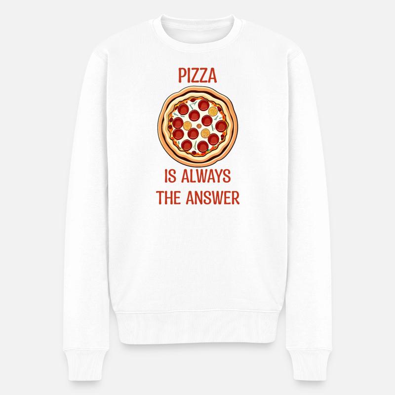 PIZZA is always the answer - Männer Premium Bio Pullover - Weiß