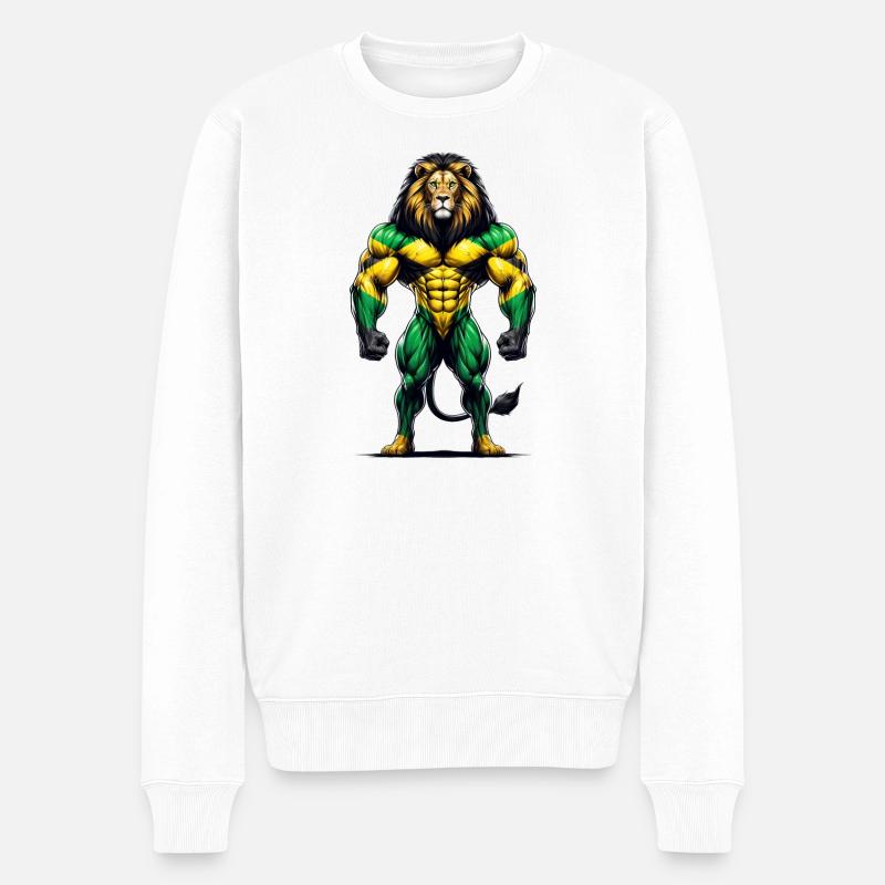Jamaika Löwen Flagge - Männer Premium Bio Pullover - Weiß
