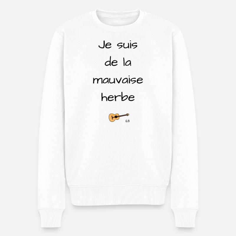 Georges Brassens la mauvaise herbe - Pull Premium bio Homme - blanc