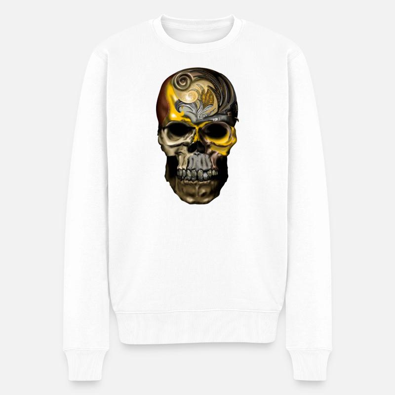 Ornament Schädel Goldfiligran - Männer Premium Bio Pullover - Weiß