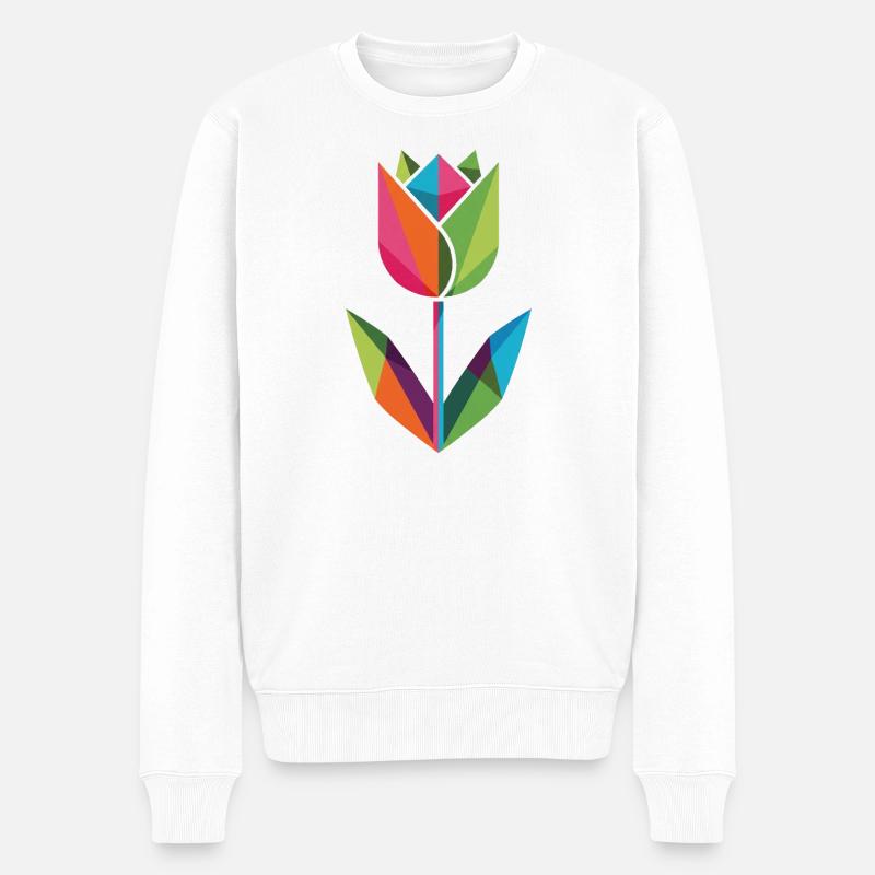 Tulipe géométrique aux couleurs du prisme - Pull Premium bio Homme - blanc