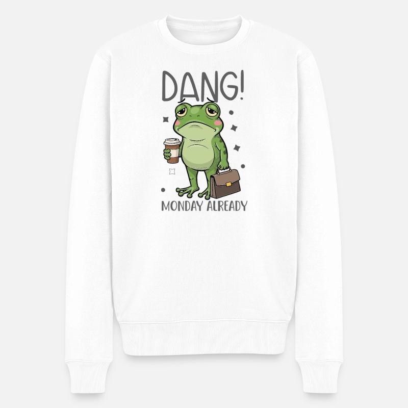 Grenouille fatiguée lundi - Pull Premium bio Homme - blanc