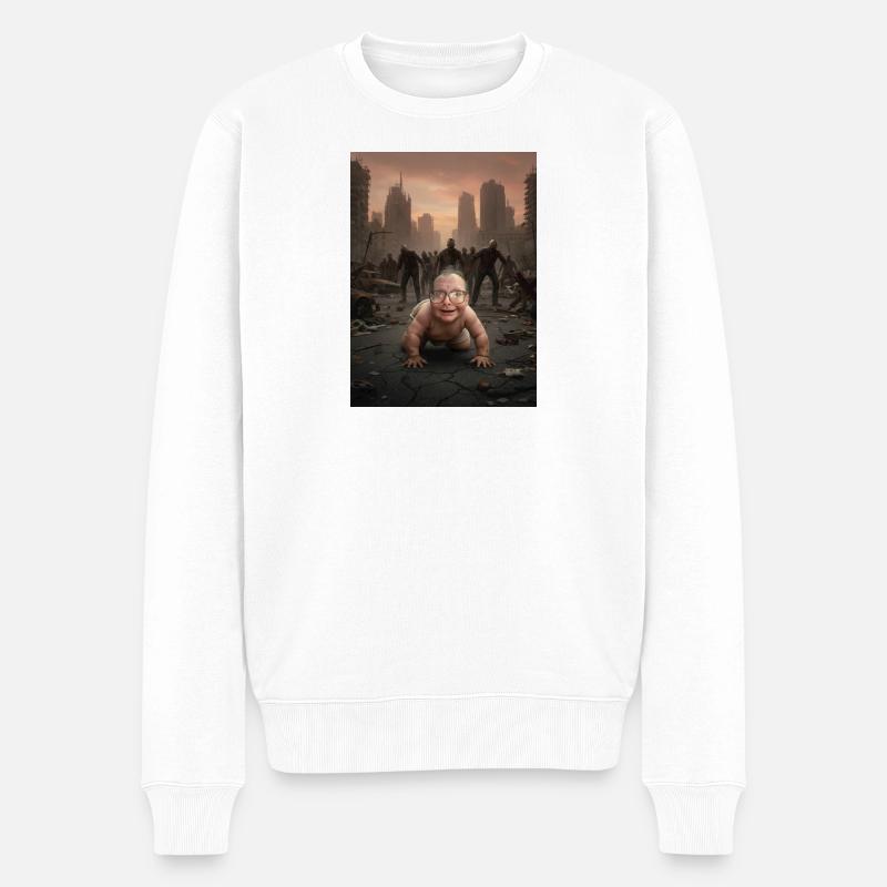 Bébé dans la forêt de la ville zombie - Pull Premium bio Homme - blanc