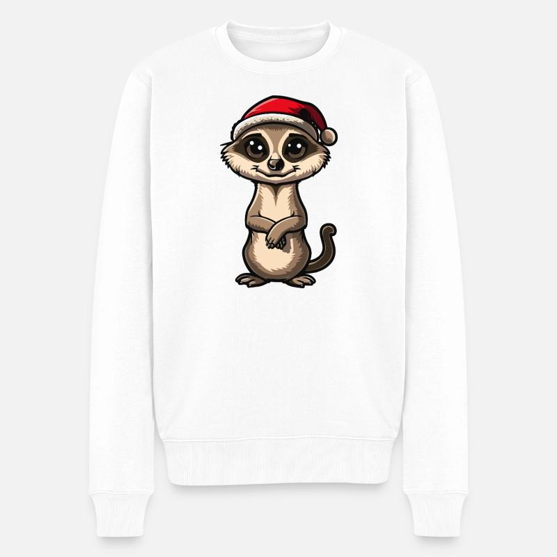 Erdmännchen Weihnachten - Männer Premium Bio Pullover - Weiß