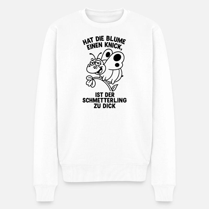schmetterling zu dick spruch witzig - Männer Premium Bio Pullover - Weiß