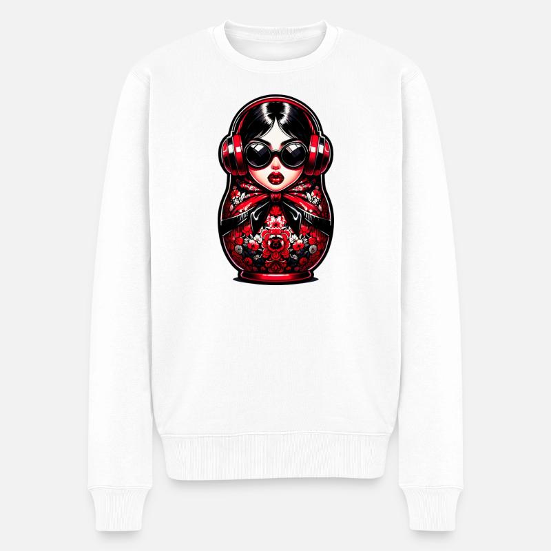 Russe Matriochka Musique Russie Russe - Pull Premium bio Homme - blanc