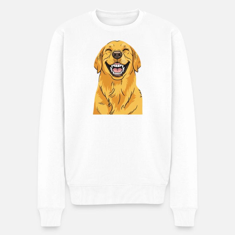 Lachender Golden Retriever - Männer Premium Bio Pullover - Weiß