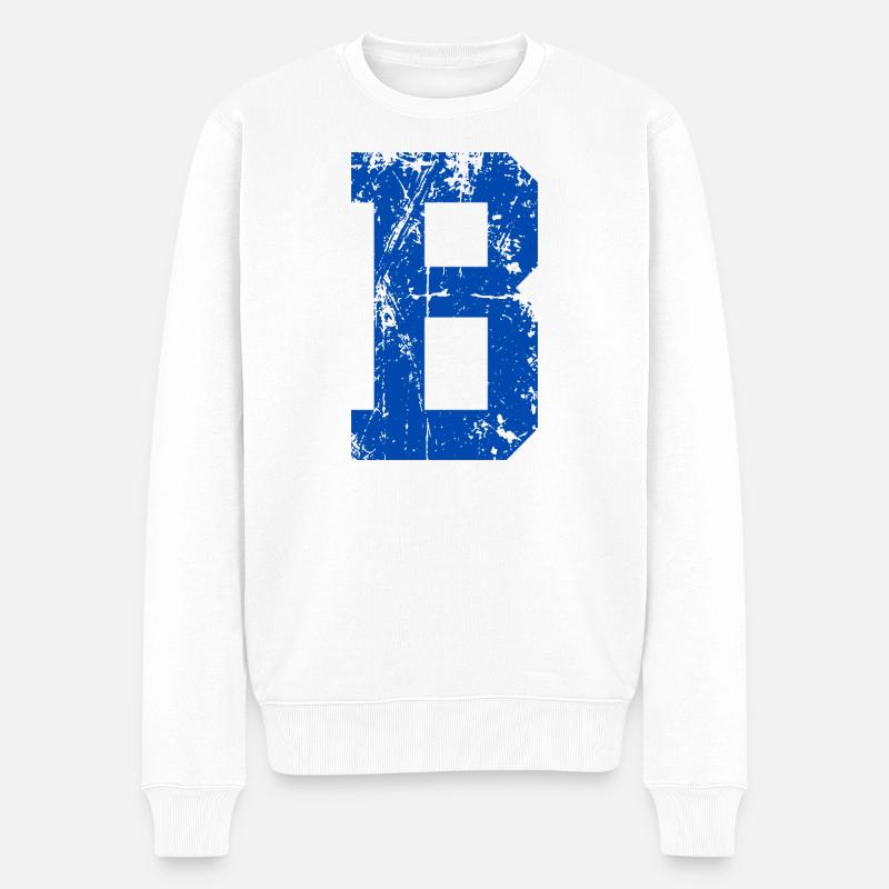 Buchstabe b Sport Retro - Männer Premium Bio Pullover - Weiß