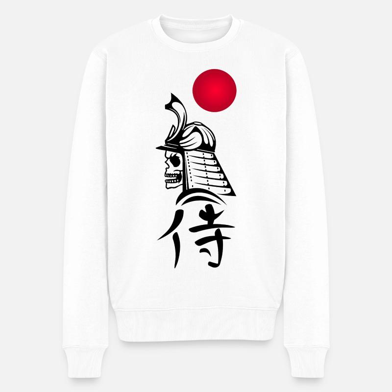 Samouraï noir et soleil rouge - Pull Premium bio Homme - blanc