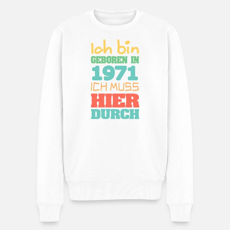 Jahr 1971 - Männer Premium Bio Pullover - Weiß