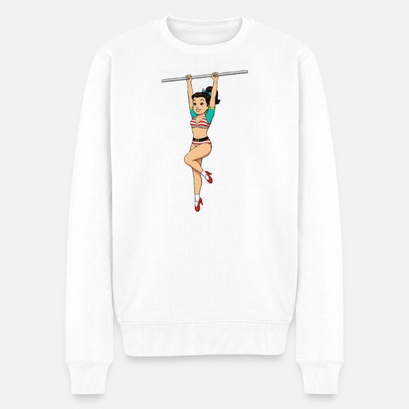 Fille sur la barre horizontale - Pull Premium bio Homme - blanc