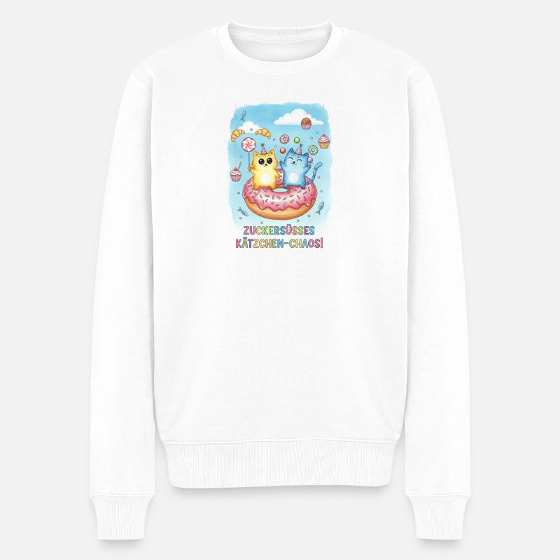 Chaos de chatons sur le donut - Pull Premium bio Homme - blanc