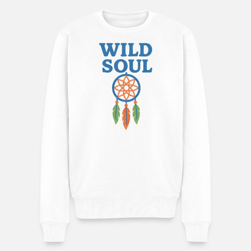 Wilde Seele Traumfänger - Männer Premium Bio Pullover - Weiß
