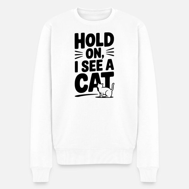 Attends, je vois un chat - Pull Premium bio Homme - blanc