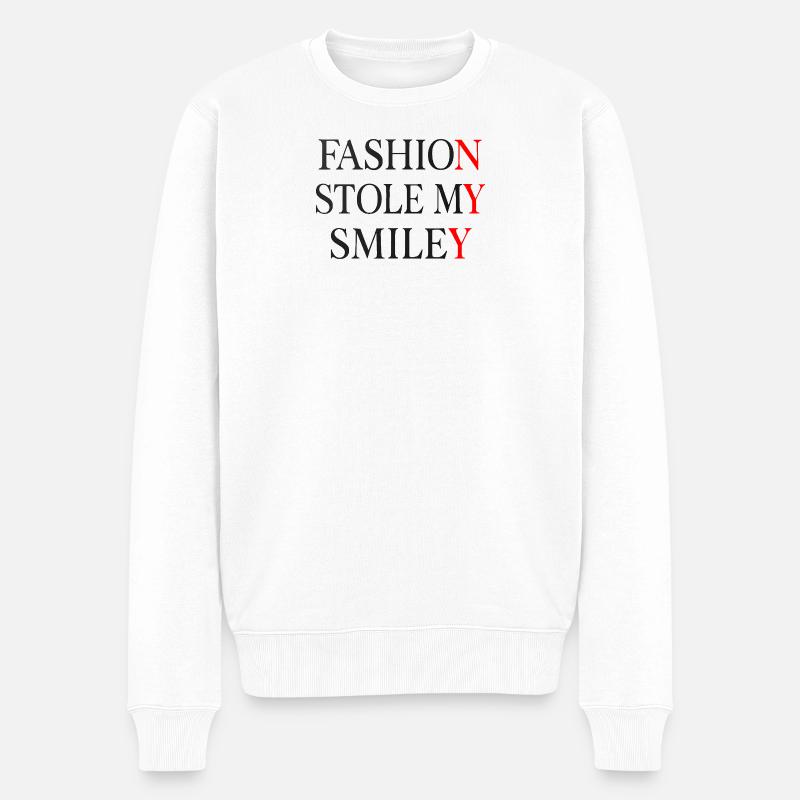 Die Mode hat meinen Smiley gestohlen - Männer Premium Bio Pullover - Weiß