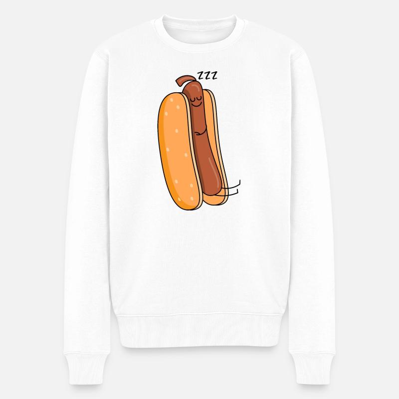 Lustige Wurst chillt - Männer Premium Bio Pullover - Weiß