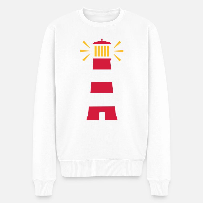 Leuchtturm - Männer Premium Bio Pullover - Weiß