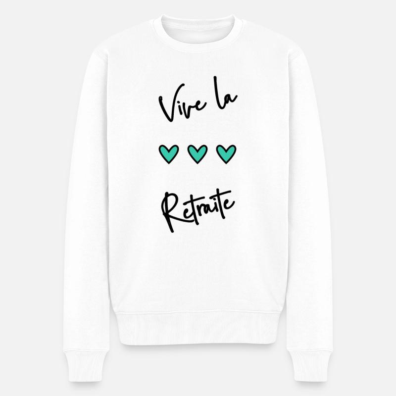 RETRAITE. BONNE RETRAITE. JOYEUSE RETRAITE - Pull Premium bio Homme - blanc