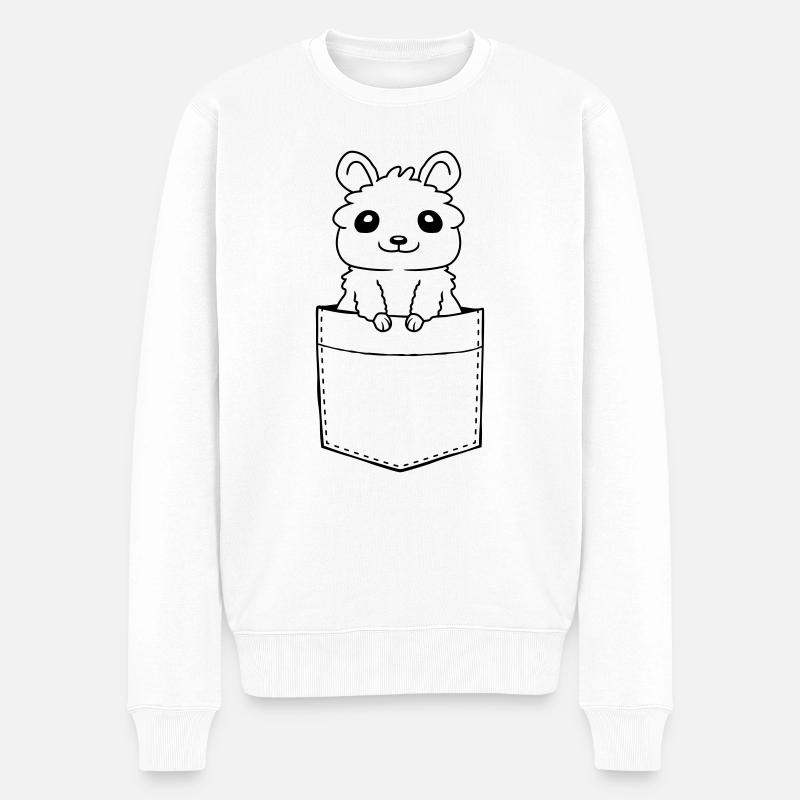 Unterwegs Hemdtasche Hamster Design - Männer Premium Bio Pullover - Weiß