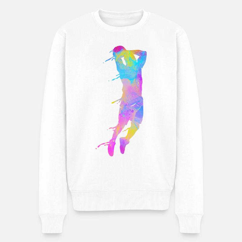 Basketball Bunte Spritzer - Männer Premium Bio Pullover - Weiß