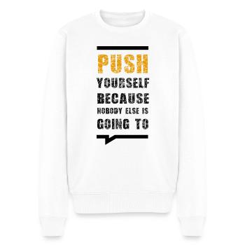 Poussez-vous parce que personne d’autre ne le fera - Pull Premium bio Homme - blanc - Devant - Thijin (182cm)