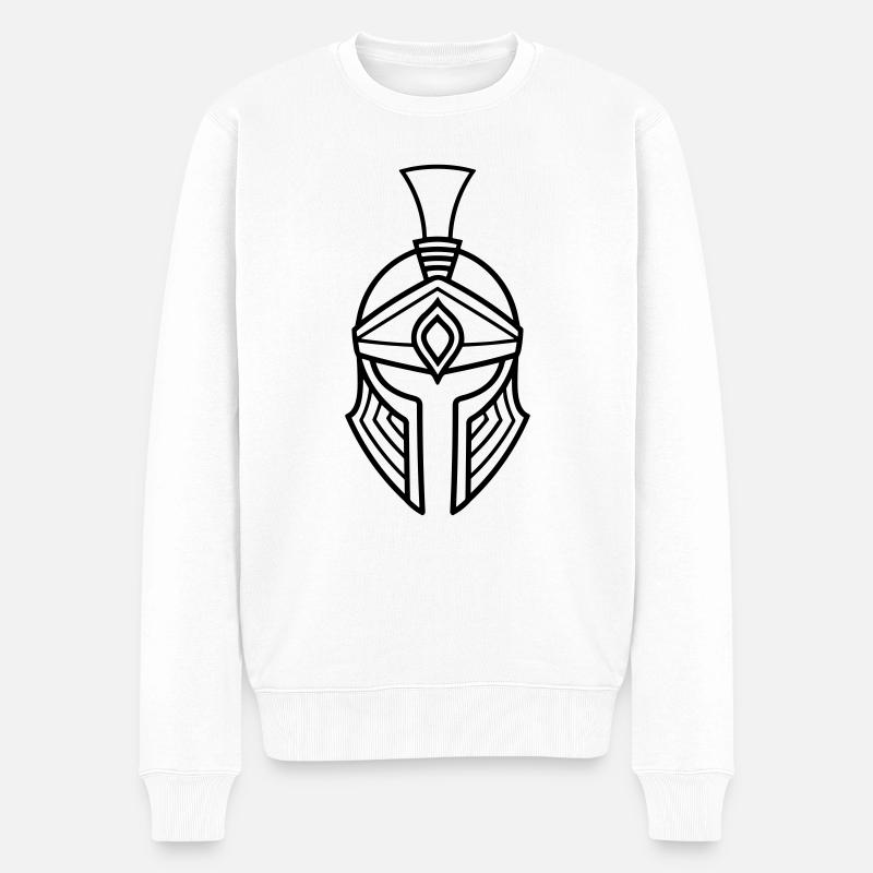 Spartanischer Helm - Männer Premium Bio Pullover - Weiß