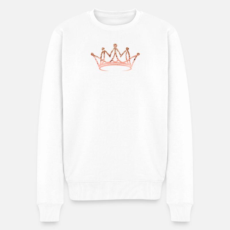 Krone, elegant, glitter, personalisierbar - Männer Premium Bio Pullover - Weiß