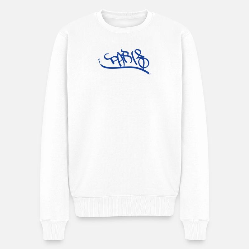 Paris Graffiti Urban Style Design - Männer Premium Bio Pullover - Weiß